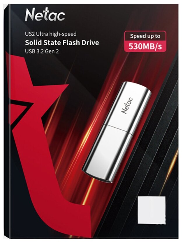 Носитель информации Netac US2 USB3.2 Solid State Flash Drive 256GB,up to 530MB/450MB/s (NT03US2N-256G-32SL) - фото №4