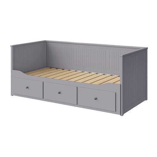 Каркас кровати-кушетки Хемнес с 3 ящиками, 80x200 см, серый