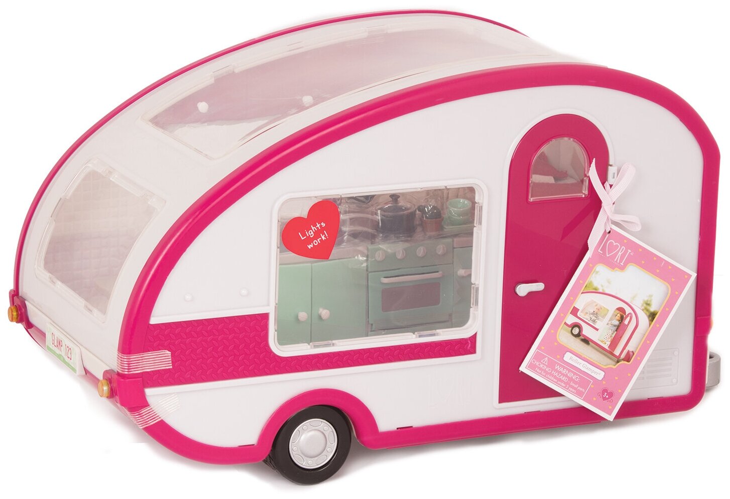Транспорт для кукол Lori Кемпер на колесах, белый с розовым (LO37011Z) - фото №2