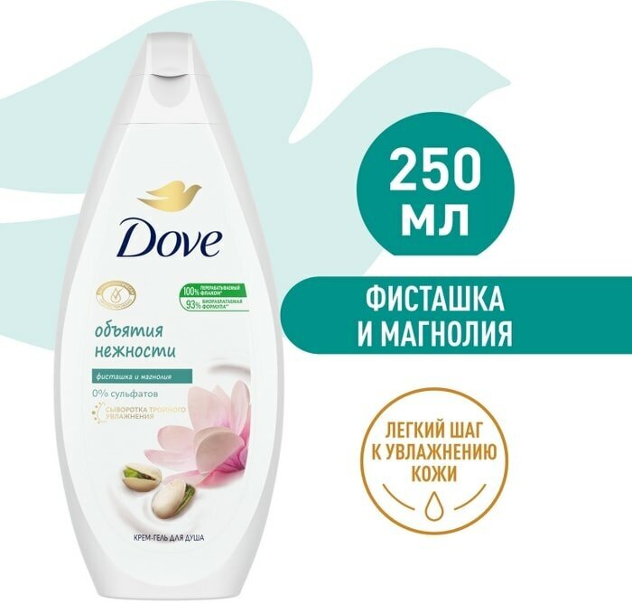 Крем-гель для душа Dove Фисташковый крем и магнолия бессульфатный 250мл