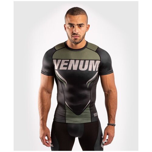 Рашгард Venum ONE FC Impact, размер S, черный, зеленый