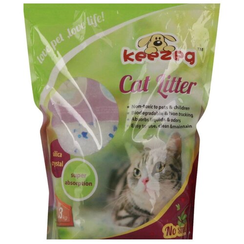 Наполнитель силикагелевый для кошачьего туалета KEEZEG без запаха, 1,3кг
