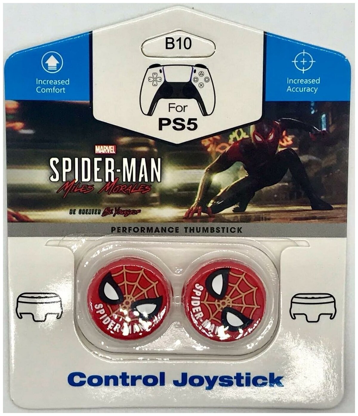 Накладки на стики для геймпада DualSense CQC Spider Man Red\B10 (2 шт) (PS5)