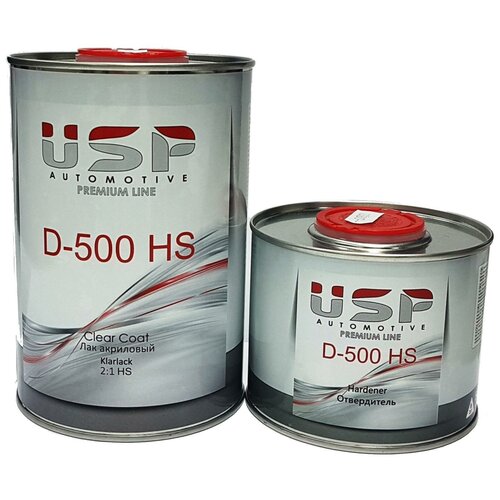 Акриловый лак USP Premium D-500 HS 2:1 Clear Coat 1 л. с отвердителем 0,5 л.