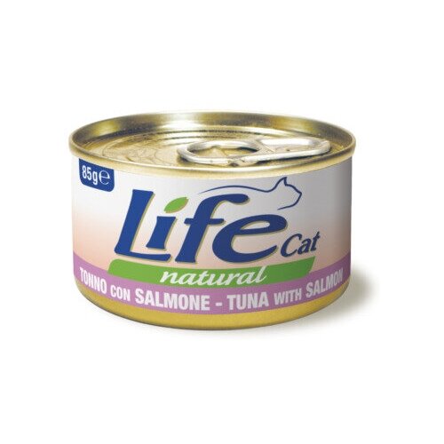 Lifecat tuna with salmon 85g - консервы для кошек тунец с лососем в бульоне 85г х 12шт  - купить со скидкой