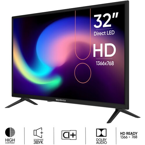 32" Телевизор Topdevice TV 32" LED, HD 720p, черный