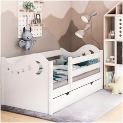 Кровать детская Mi-Gusta Aston, 160x80 см, из массива берёзы, односпальная кровать, белая