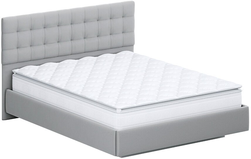 Кровать SV Мебель Квадро; ортопедические ламели + ПМ; белый / серый 207.2х175х111 см