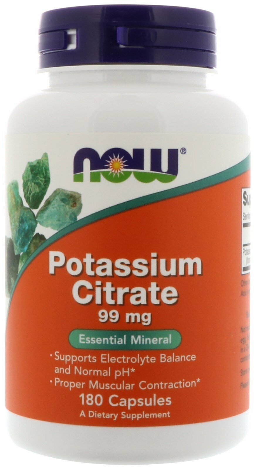 Now Foods Potassium citrate калий цитрат, 99 мг, 180 капсул