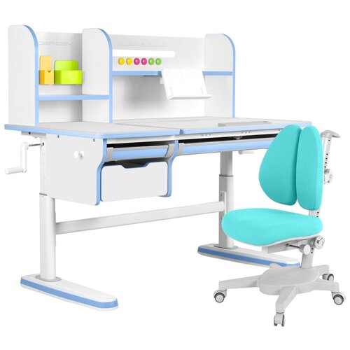 Ортопедический комплект Dali Plus: растущая детская парта-трансформер + регулируемое растущее кресло Armata Duos клен/серый + зеленый