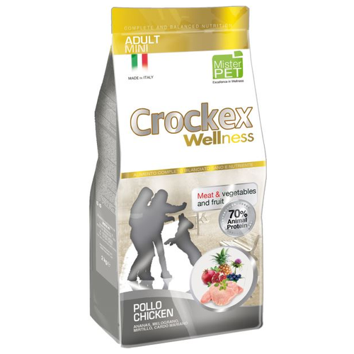 CROCKEX Wellness корм для взрослых собак малых пород, курица с рисом 2 кг (2 шт)