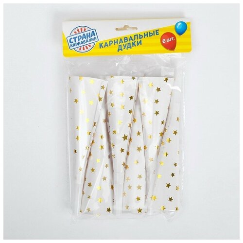 фото Дудка-гудок «звёздочки», набор 6 шт., цвет золотой страна карнавалия