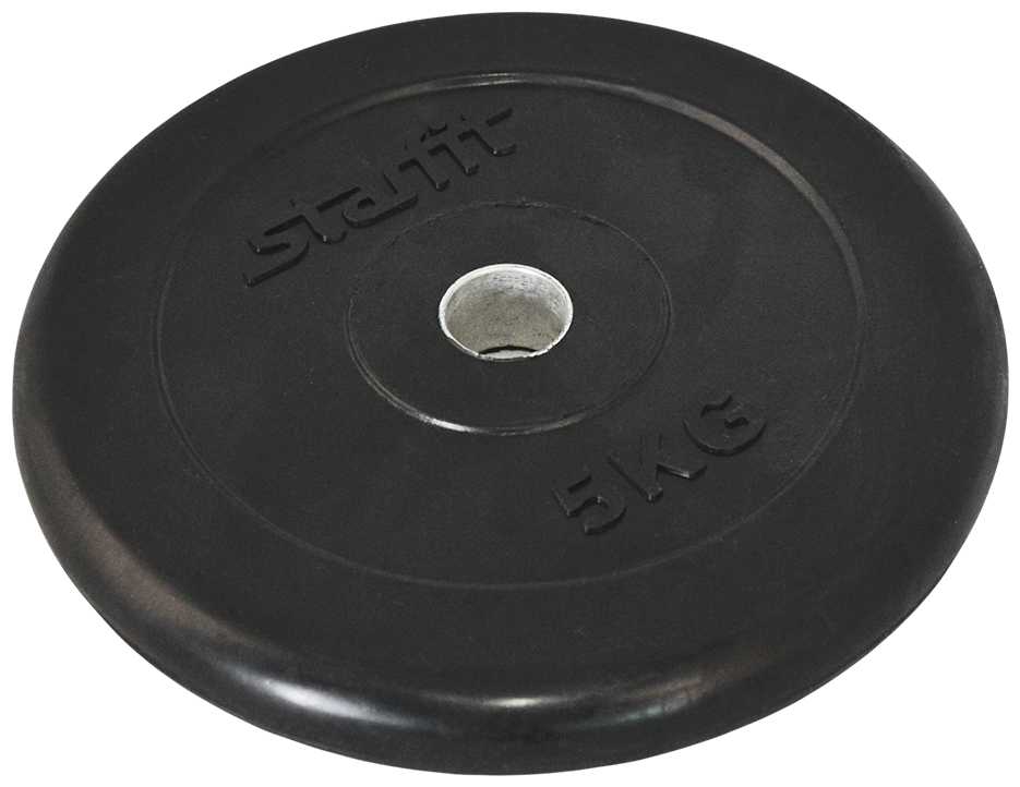Диск обрезиненный STARFIT BB-202 5 кг, d=26 мм, стальная втулка, черный 1/4