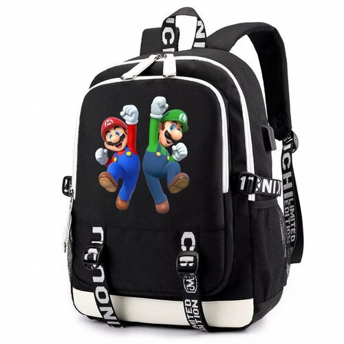 Рюкзак Супер Марио (Super Mario) черный с USB-портом №2 рюкзак супер марио super mario черный 3