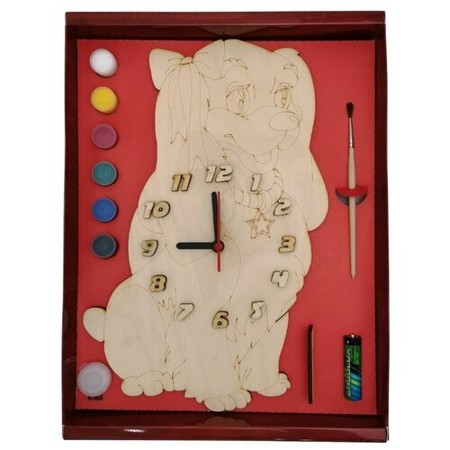 Часы с циферблатом под роспись Собачка Леди с красками арт. ДНИ134