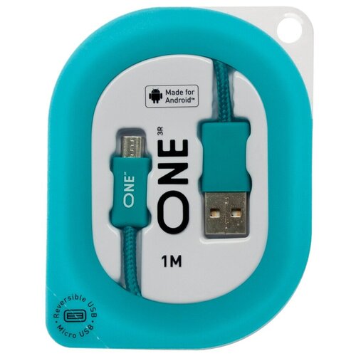 Провод ONE бирюзового цвета для Android (реверсивный USB/Micro-USB) кабель microusb 1м cbr cb 500 круглый серебристый