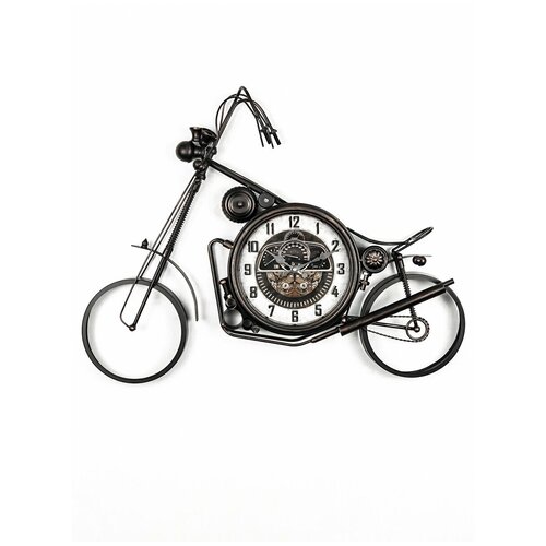 Часы настенные дизайнерские большие металлические стилизованные под мотоцикл D54 см