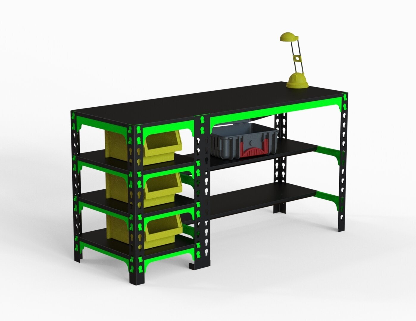 Стол металлический Metalex 750х1200х500 с боковыми полками