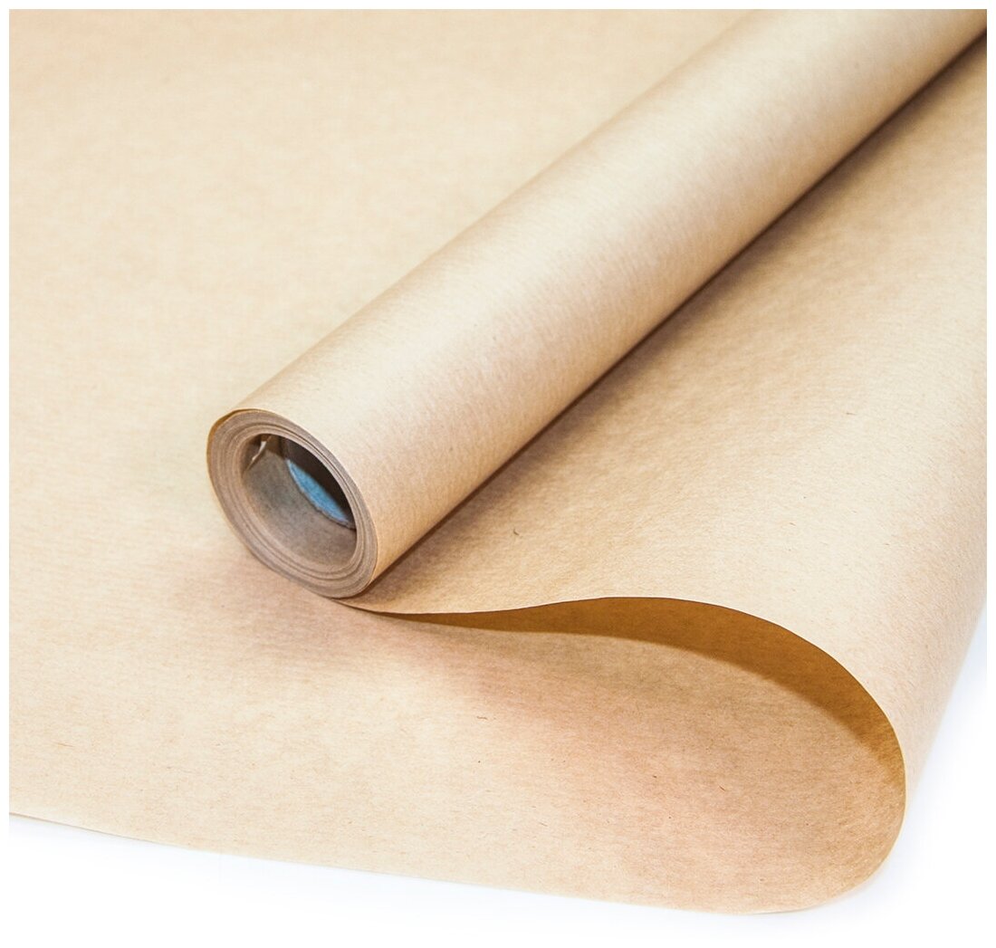 Упаковочная бумага, Крафт 40гр (0,7x9,14 м) Текстура полос, 1 шт.
