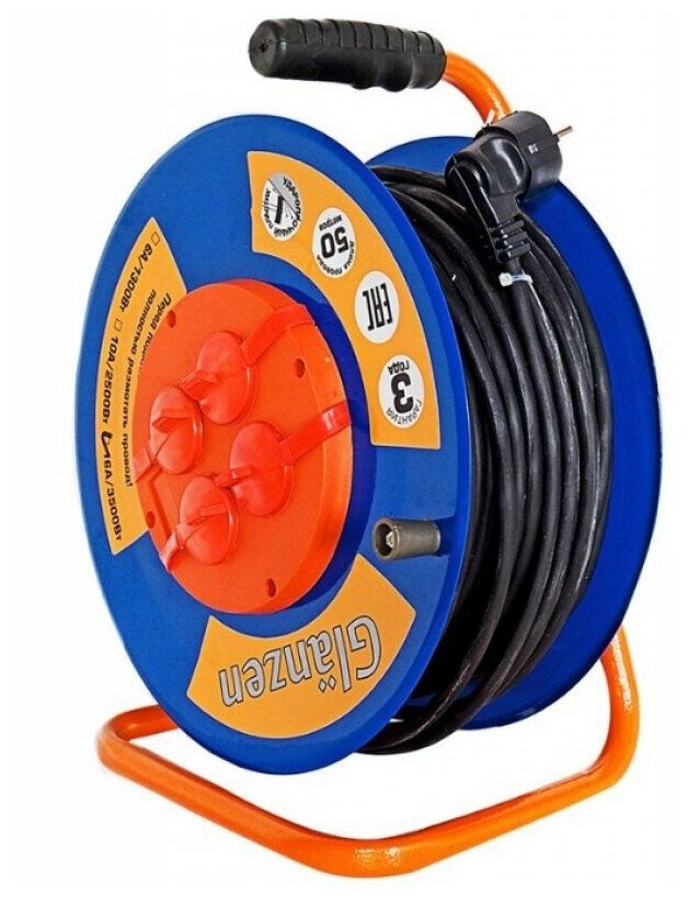 Удлинитель силовой на катушке Glanzen 4гн. КГ 3х2,5 50м