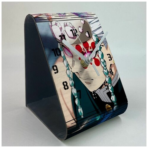 Настольные деревянные бесшумные часы цвета венге с УФ принтом Аниме Клинок рассекающий демона - 199