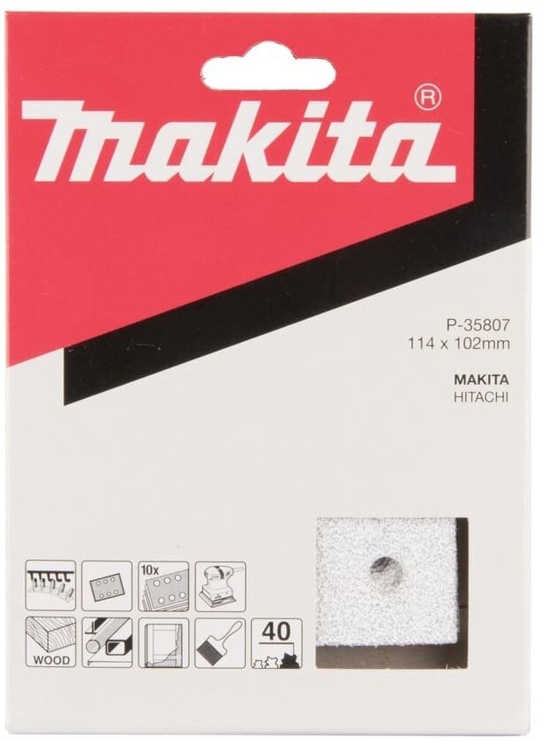 Шлифовальная бумага 93х102 мм K40 белая 10 шт Makita P-35807