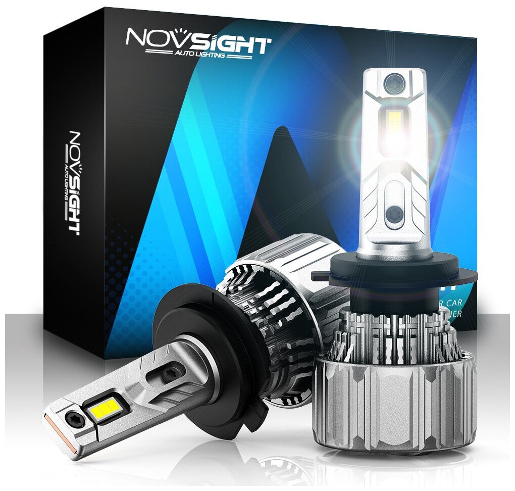 Светодиодная лампа Novsight N50 H27 880 881 цоколь PG13 PGJ13 70Вт 2шт 15000Лм 6500К белый свет LED автомобильная