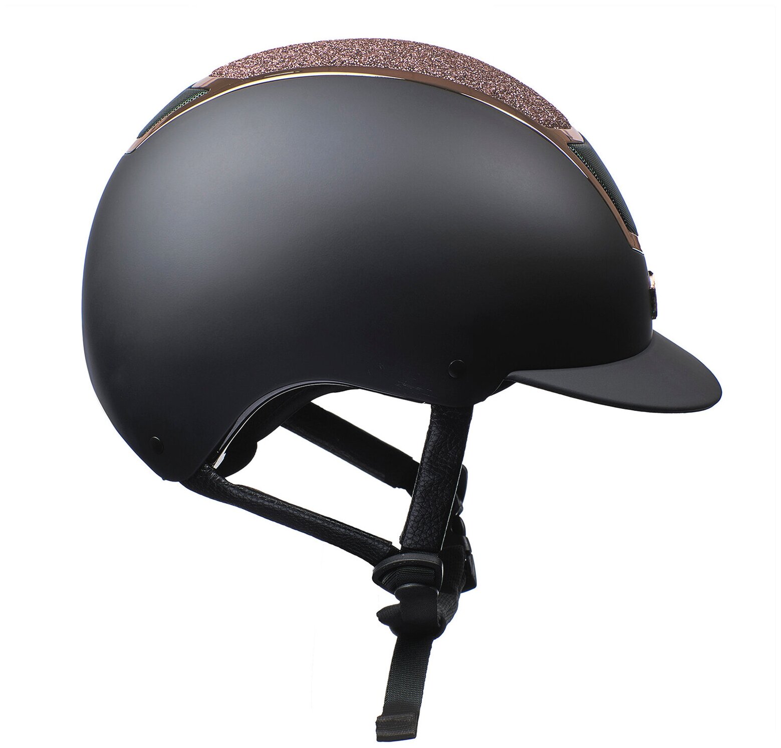 Шлем для верховой езды с регулировкой SHIRES Karben "Valentina", обхват головы 59-61 см, черный/розовое золото (Великобритания) - фотография № 2