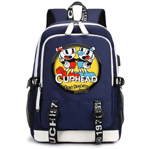 рюкзак капхед cuphead черный с usb портом 2 Рюкзак Капхед (Cuphead) синий с USB-портом №2