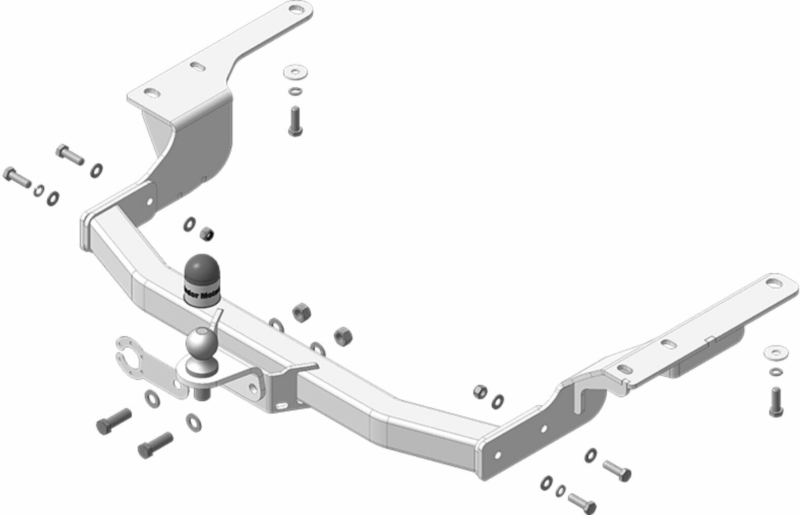 Оцинкованный фаркоп Motodor для Toyota Highlander 2014-2020 шар FE 120/2000 кг артикул 92528-FE