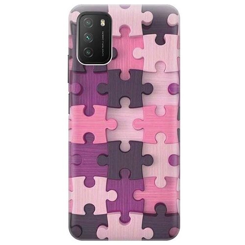 фото Ультратонкий силиконовый чехол-накладка для xiaomi poco m3 с принтом "сиреневый паззл" gosso