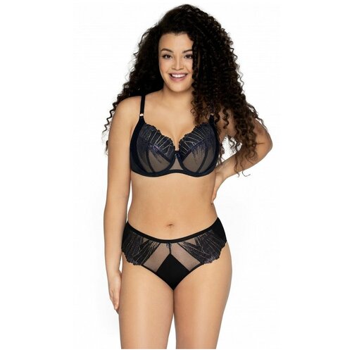 фото Трусы бразильяна ava lingerie, средняя посадка, прозрачные, размер xxl, черный