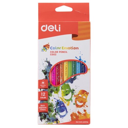 Карандаши цветные (Deli) Color Emotion трехгранные 12 цветов арт.EC00200