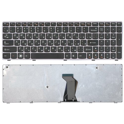 Клавиатура для ноутбука Lenovo IdeaPad B570 B580 V570 Z570 Z575 B590 черная с серой рамкой клавиатура для ноутбука lenovo ideapad b570 b580 v570 z570 z575 b590 с рамкой цвет черный 1 шт