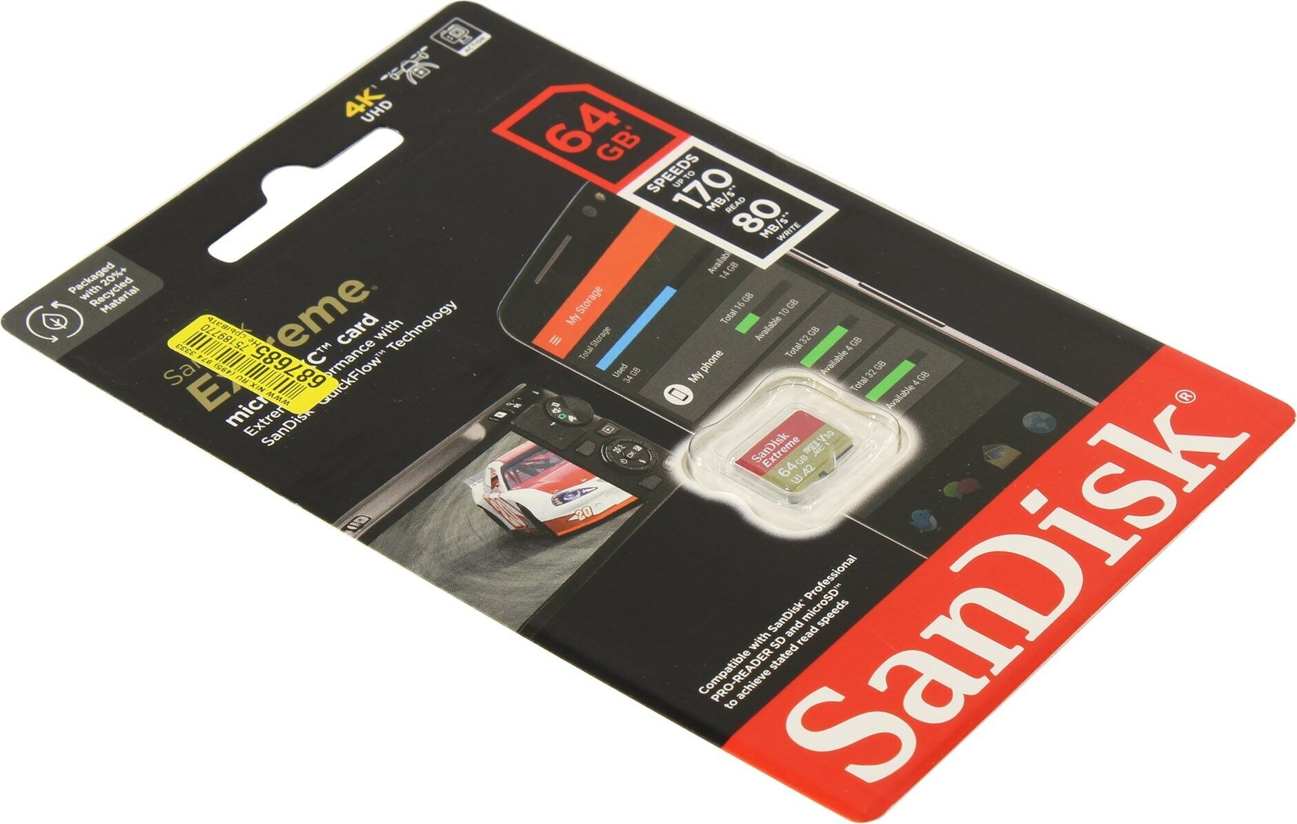 Карта памяти microSDXC SanDisk Extreme 64Gb (SDSQXAH-064G-GN6MN) - фото №6