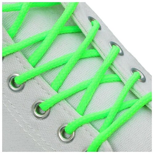 фото Шнурки для обуви, пара, круглые, d = 3 мм, 120 см, цвет зелёный неоновый onlitop