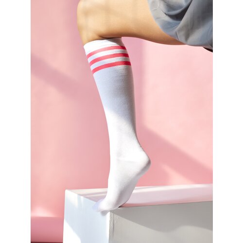 фото Гольфы женские nakses белые ниже колена с розовыми полосками