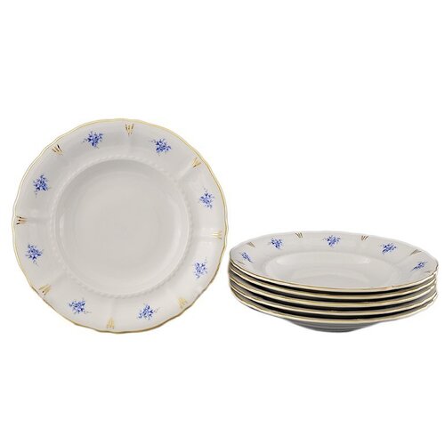 фото Набор тарелок 23 см 6 шт глубокие leander "соната /голубой цветок" / 027919