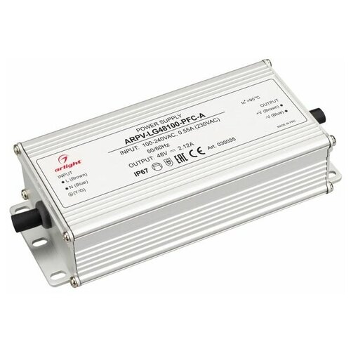 030035 Блок питания ARPV-LG48100-PFC-A (48V, 2.12A, 100W) (Arlight, IP67 Металл, 5 лет) блок питания arlight arpv lg48100 pfc a 48v 2 12a 100w ip67 030035