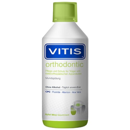 Dentaid Vitis Orthodontic ополаскиватель, 500 мл, яблоко и мята, зелeный