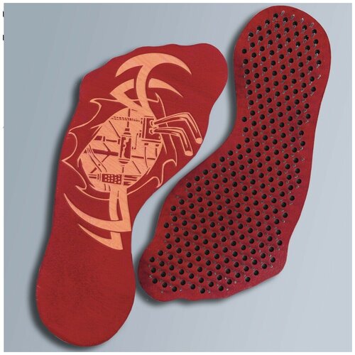 фото Доска для йоги садху с гвоздями в форме стопы киберпанк - 3473 wood art