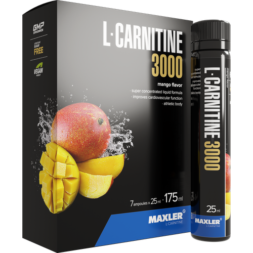 фото Карнитин maxler l-carnitine 3000 мг. (7 х 25 мл.) - абрикос - манго