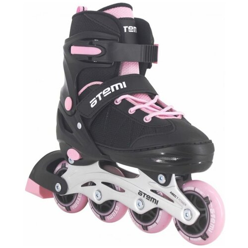 фото Ролики раздвижные atemi, ais01as, s (30-33), pu64, 82a, abec-7 carbon, sb, черно-розовые
