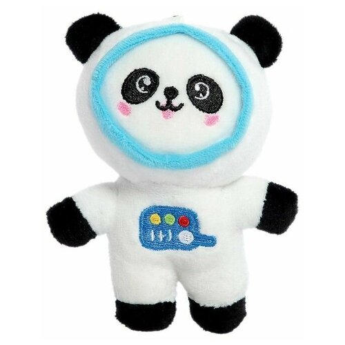Мягкая игрушка Панда в скафандре, на брелоке, цвет белый, черный