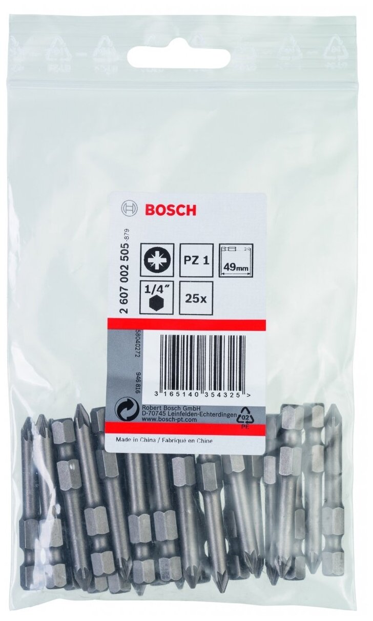 Bosch 25 БИТ 49ММ Pozidriv 1 XH 2607002505 .