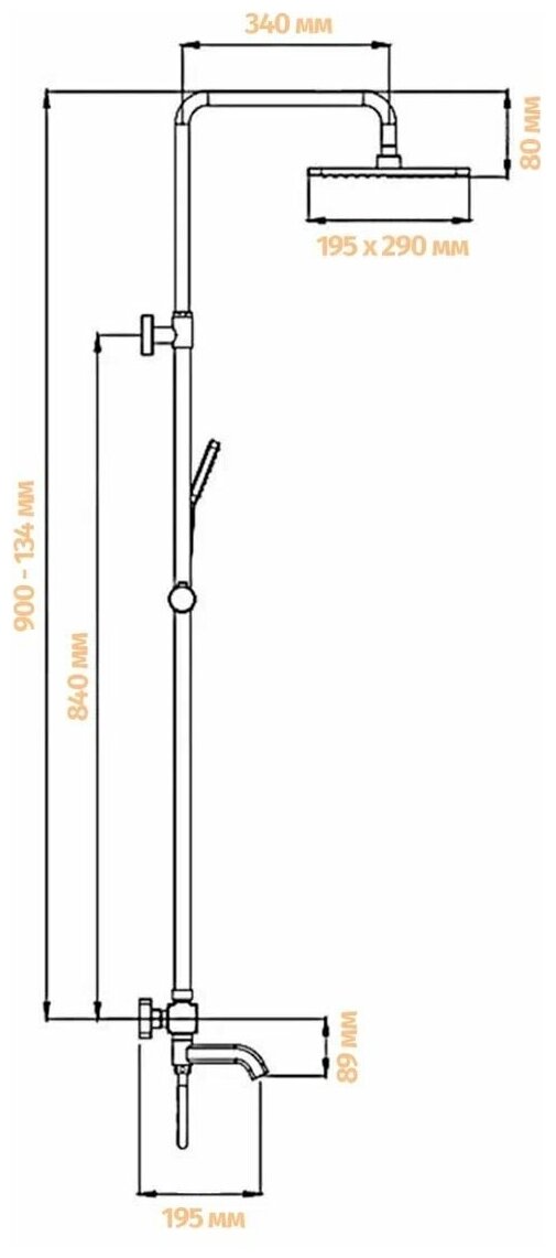 Душевая система с термостатом и тропическим душем Grocenberg GB7005CR хром — фото 1