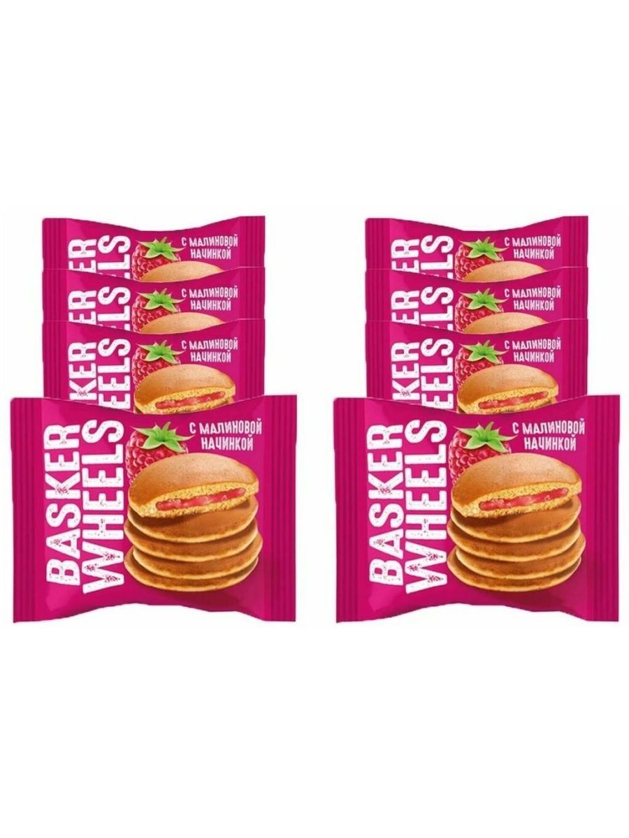 Basker Wheels, pancake с джемом с соком малины, 36 г - 28 пачек