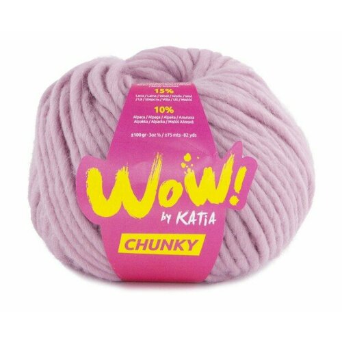 Пряжа Katia Wow-Chunky, 57 розовый пряжа katia wow chunky 65 фуксия