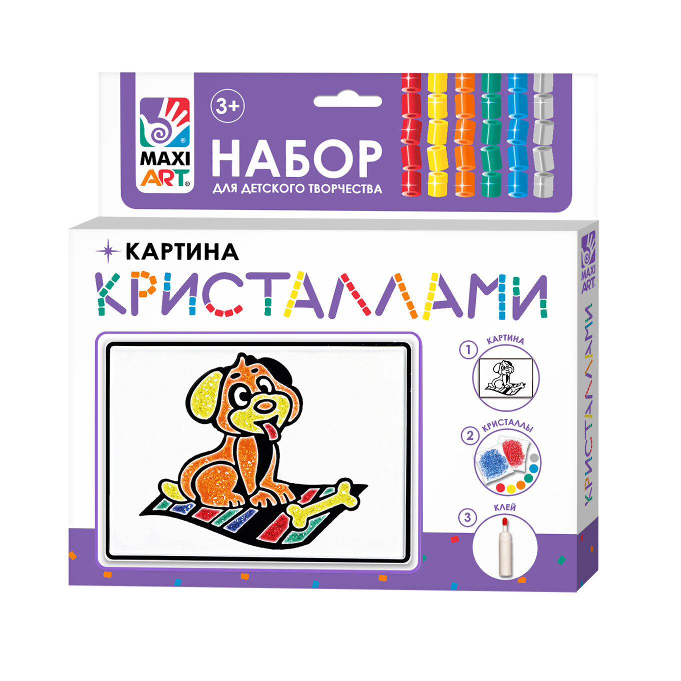 Набор для творчества Maxi Art Картина Кристаллами Собачка