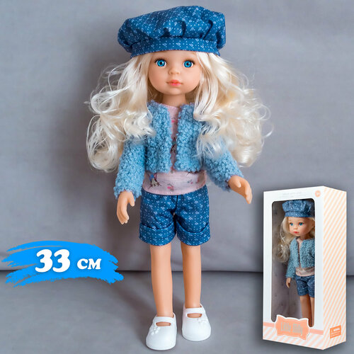 Кукла 33 см Little Milly в голубом костюме с длинными волосами, реалистичная куколка на шарнирах со съемной одеждой